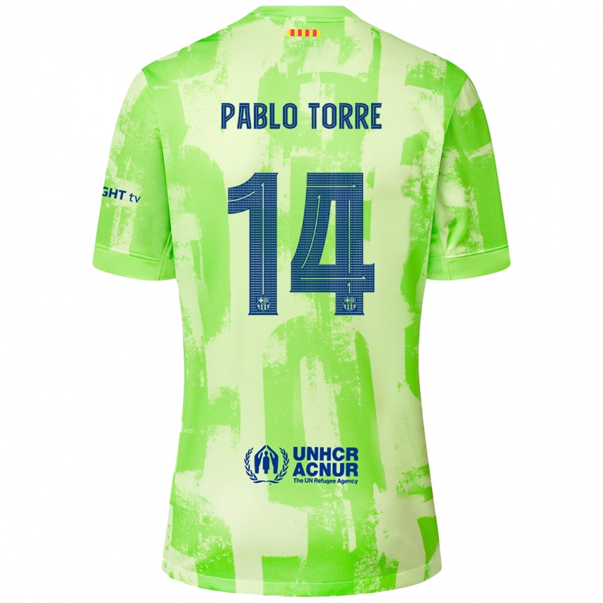 Enfant Maillot Pablo Torre #14 Citron Vert Troisieme 2024/25 T-Shirt Suisse