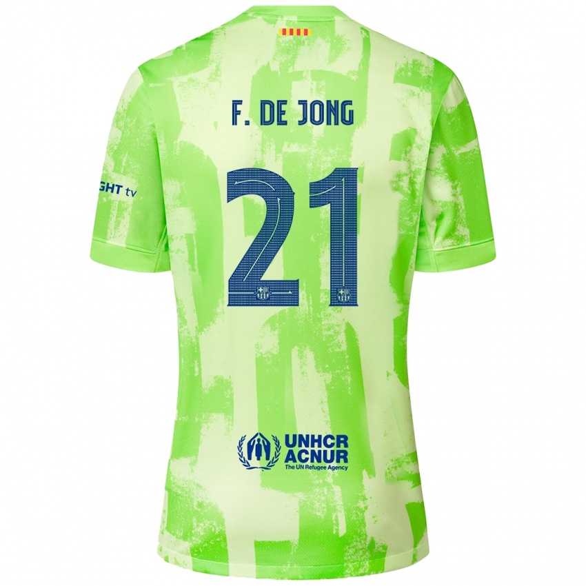 Enfant Maillot Frenkie De Jong #21 Citron Vert Troisieme 2024/25 T-Shirt Suisse