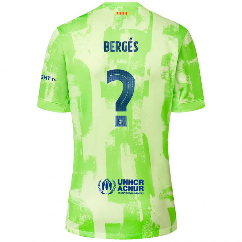 Enfant Maillot Pau Bergés #0 Citron Vert Troisieme 2024/25 T-Shirt Suisse