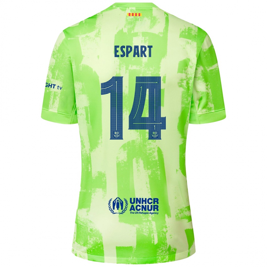 Enfant Maillot Xavi Espart #14 Citron Vert Troisieme 2024/25 T-Shirt Suisse