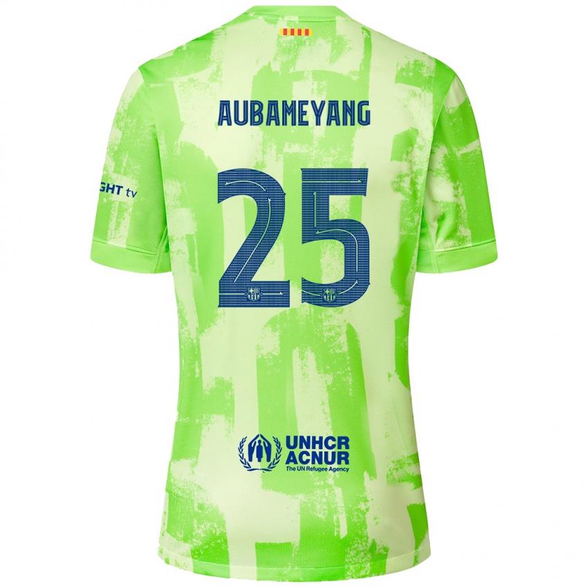 Enfant Maillot Pierre Emerick Aubameyang #25 Citron Vert Troisieme 2024/25 T-Shirt Suisse