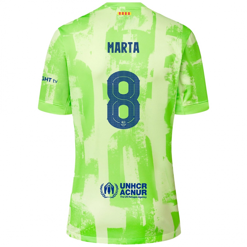 Enfant Maillot Marta Torrejon #8 Citron Vert Troisieme 2024/25 T-Shirt Suisse