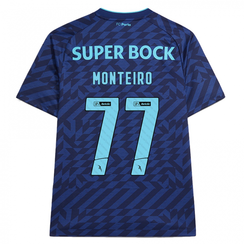 Enfant Maillot Rui Monteiro #77 Bleu Marine Troisieme 2024/25 T-Shirt Suisse