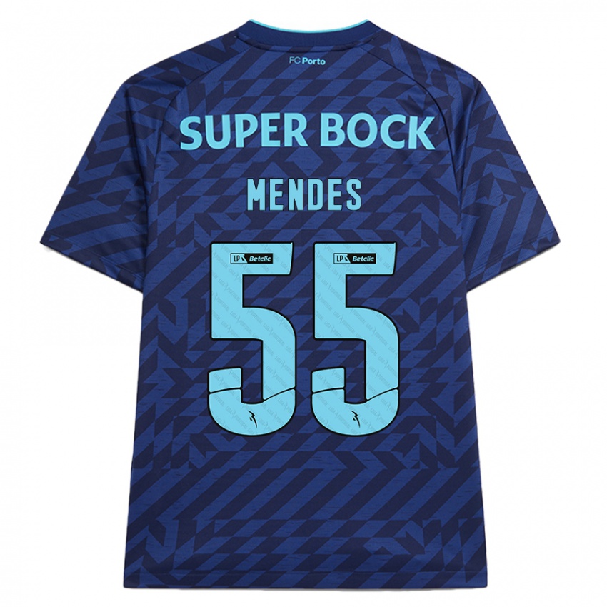 Enfant Maillot João Mendes #55 Bleu Marine Troisieme 2024/25 T-Shirt Suisse