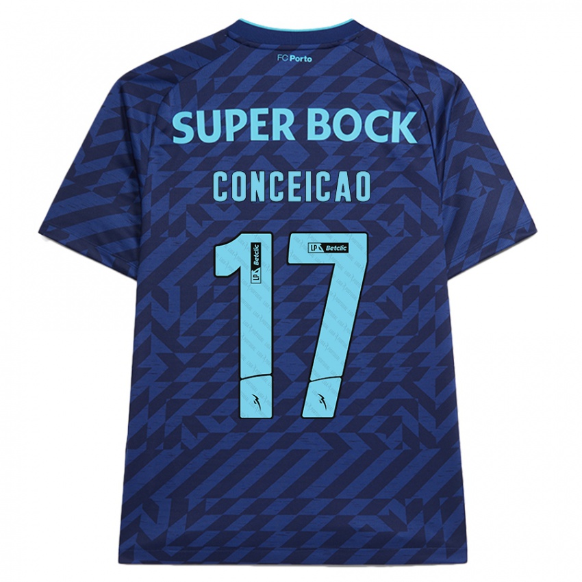 Enfant Maillot Rodrigo Conceicao #17 Bleu Marine Troisieme 2024/25 T-Shirt Suisse