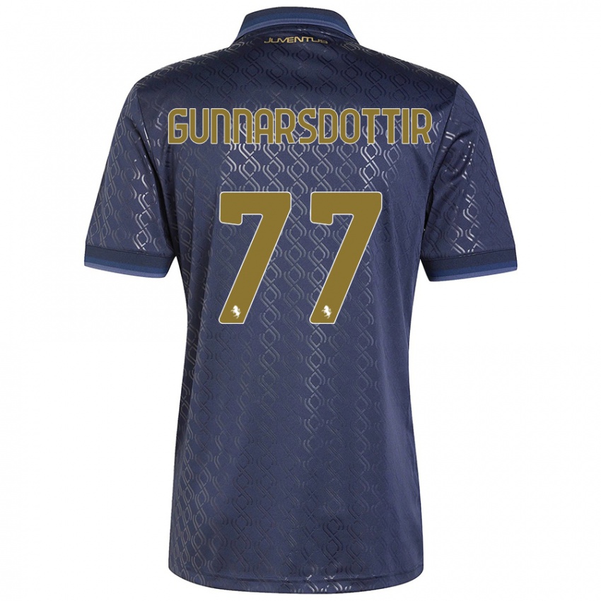 Kinder Sara Bjork Gunnarsdottir #77 Marineblau Ausweichtrikot Trikot 2024/25 T-Shirt Schweiz