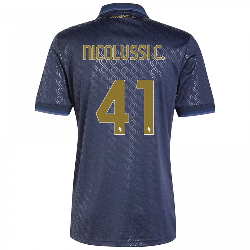 Kinder Hans Nicolussi Caviglia #41 Marineblau Ausweichtrikot Trikot 2024/25 T-Shirt Schweiz