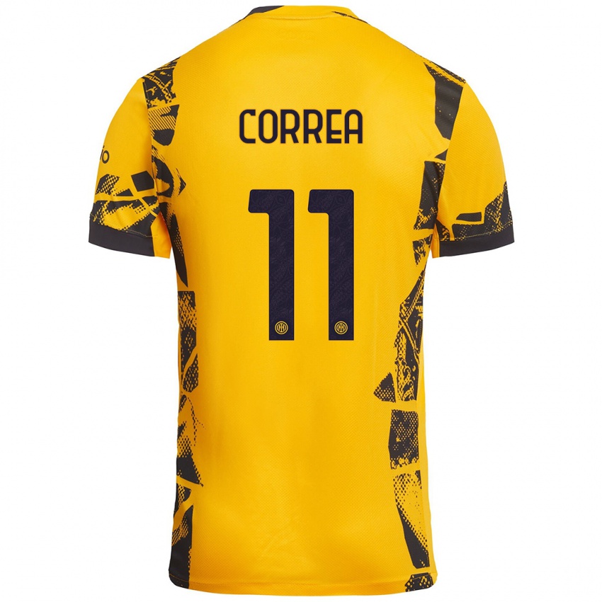 Enfant Maillot Joaquín Correa #11 Doré Noir Troisieme 2024/25 T-Shirt Suisse