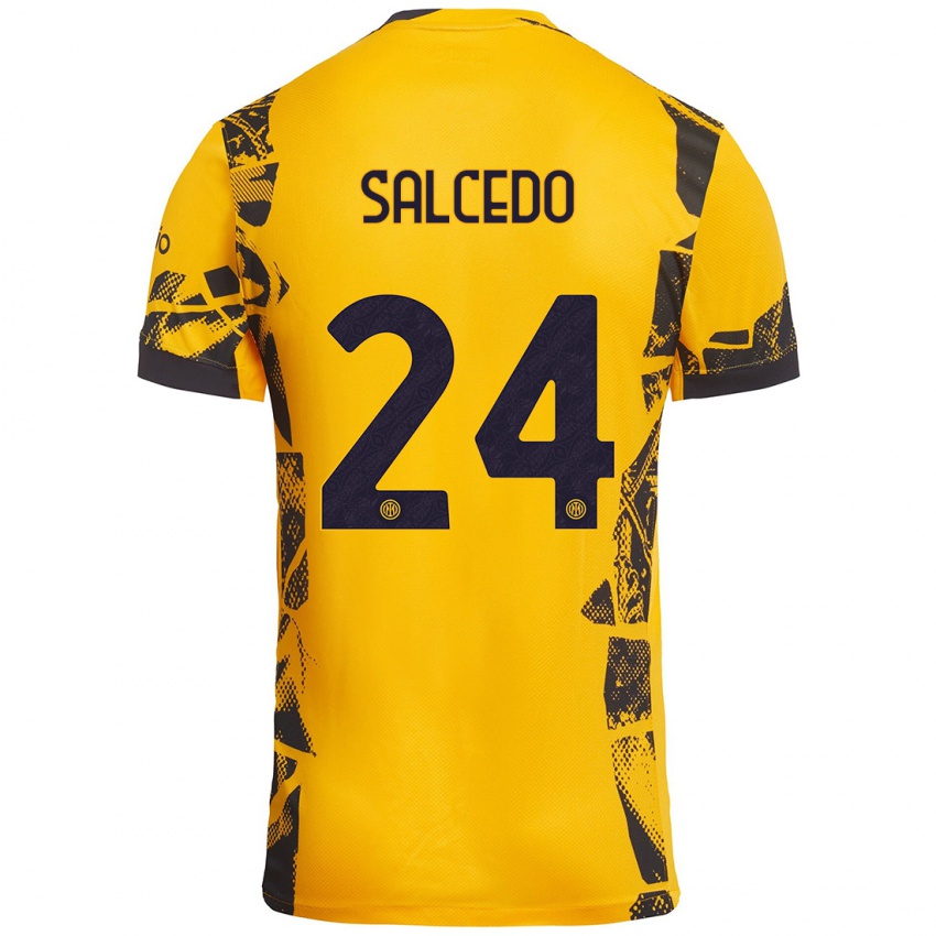 Enfant Maillot Eddie Salcedo #24 Doré Noir Troisieme 2024/25 T-Shirt Suisse