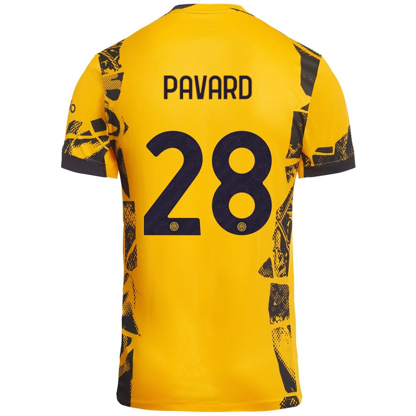 Enfant Maillot Benjamin Pavard #28 Doré Noir Troisieme 2024/25 T-Shirt Suisse