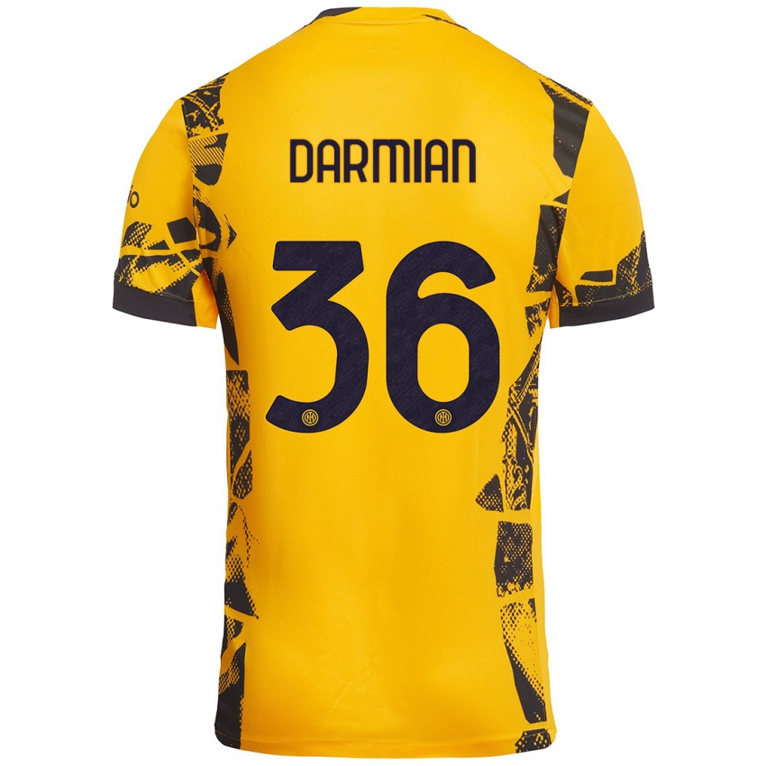 Enfant Maillot Matteo Darmian #36 Doré Noir Troisieme 2024/25 T-Shirt Suisse