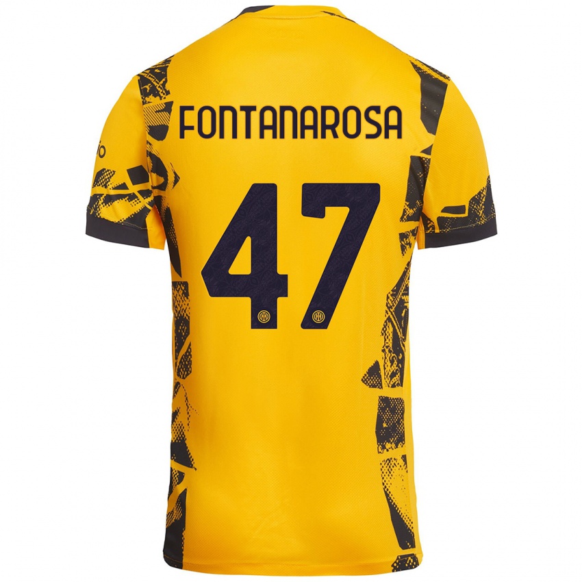 Enfant Maillot Alessandro Fontanarosa #47 Doré Noir Troisieme 2024/25 T-Shirt Suisse