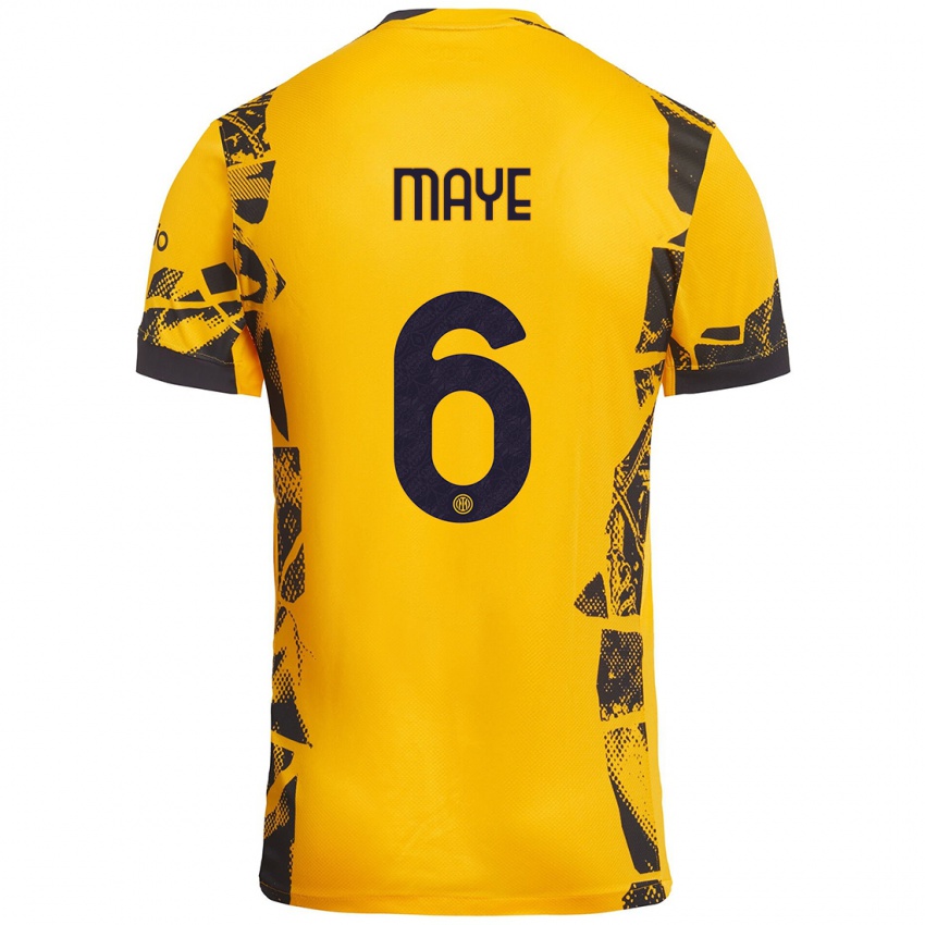 Enfant Maillot Yvan Maye #6 Doré Noir Troisieme 2024/25 T-Shirt Suisse