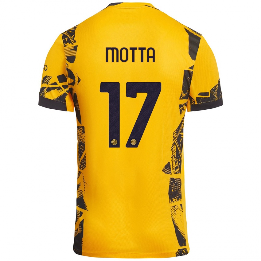 Enfant Maillot Matteo Motta #17 Doré Noir Troisieme 2024/25 T-Shirt Suisse