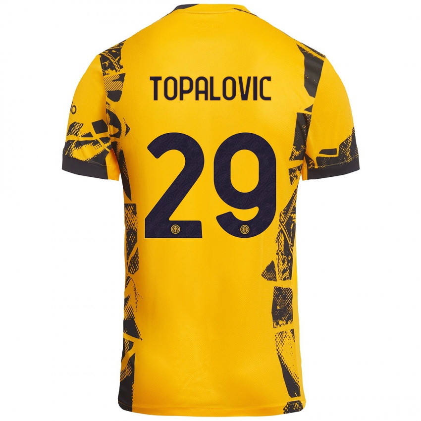 Enfant Maillot Luka Topalovic #29 Doré Noir Troisieme 2024/25 T-Shirt Suisse