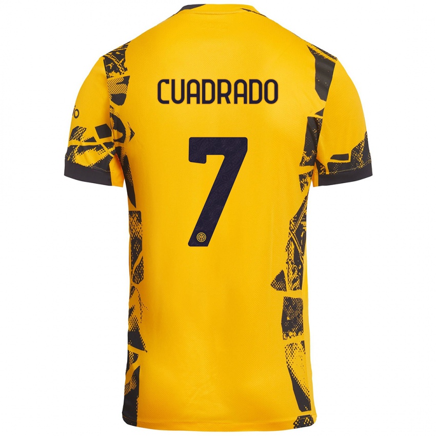 Enfant Maillot Juan Cuadrado #7 Doré Noir Troisieme 2024/25 T-Shirt Suisse