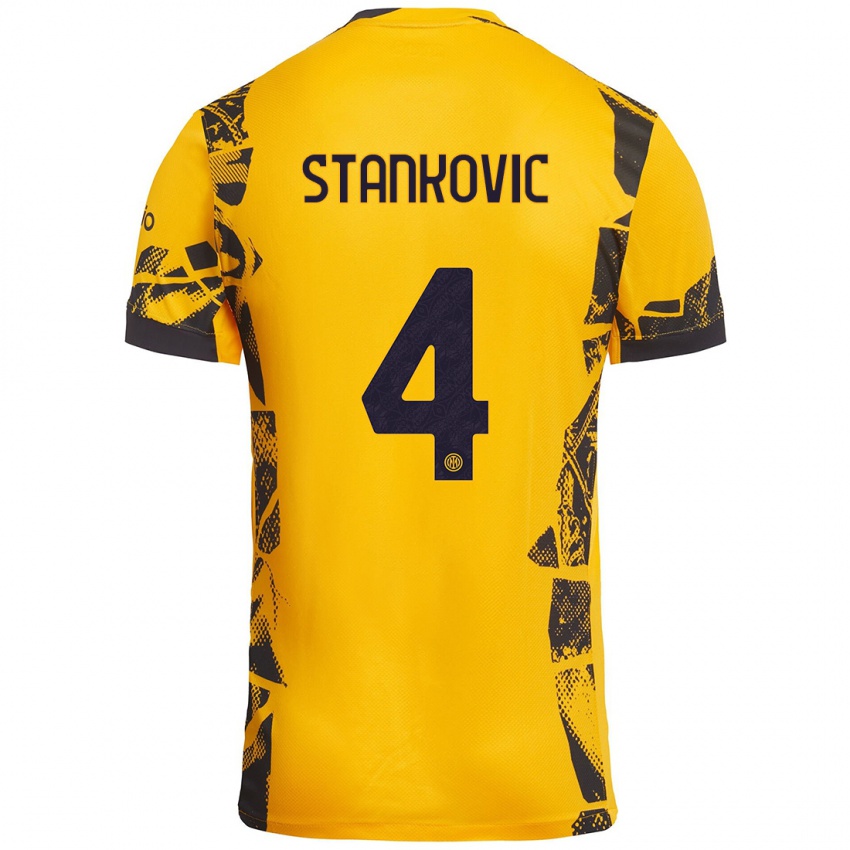 Enfant Maillot Aleksandar Stankovic #4 Doré Noir Troisieme 2024/25 T-Shirt Suisse