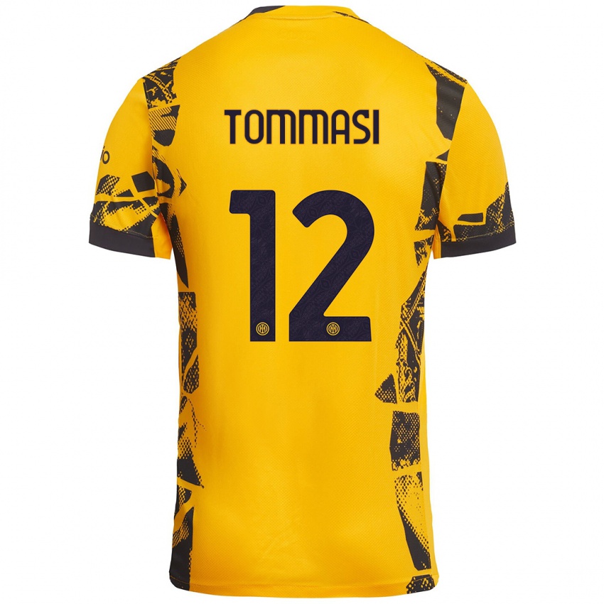 Enfant Maillot Francesco Tommasi #12 Doré Noir Troisieme 2024/25 T-Shirt Suisse