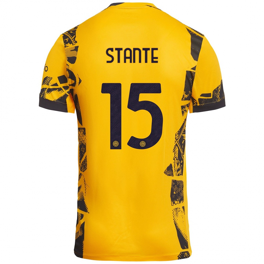 Enfant Maillot Francesco Stante #15 Doré Noir Troisieme 2024/25 T-Shirt Suisse