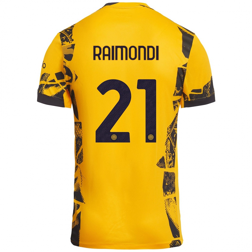 Enfant Maillot Paolo Raimondi #21 Doré Noir Troisieme 2024/25 T-Shirt Suisse