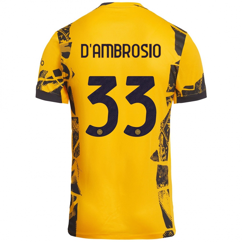 Enfant Maillot Danilo D'ambrosio #33 Doré Noir Troisieme 2024/25 T-Shirt Suisse