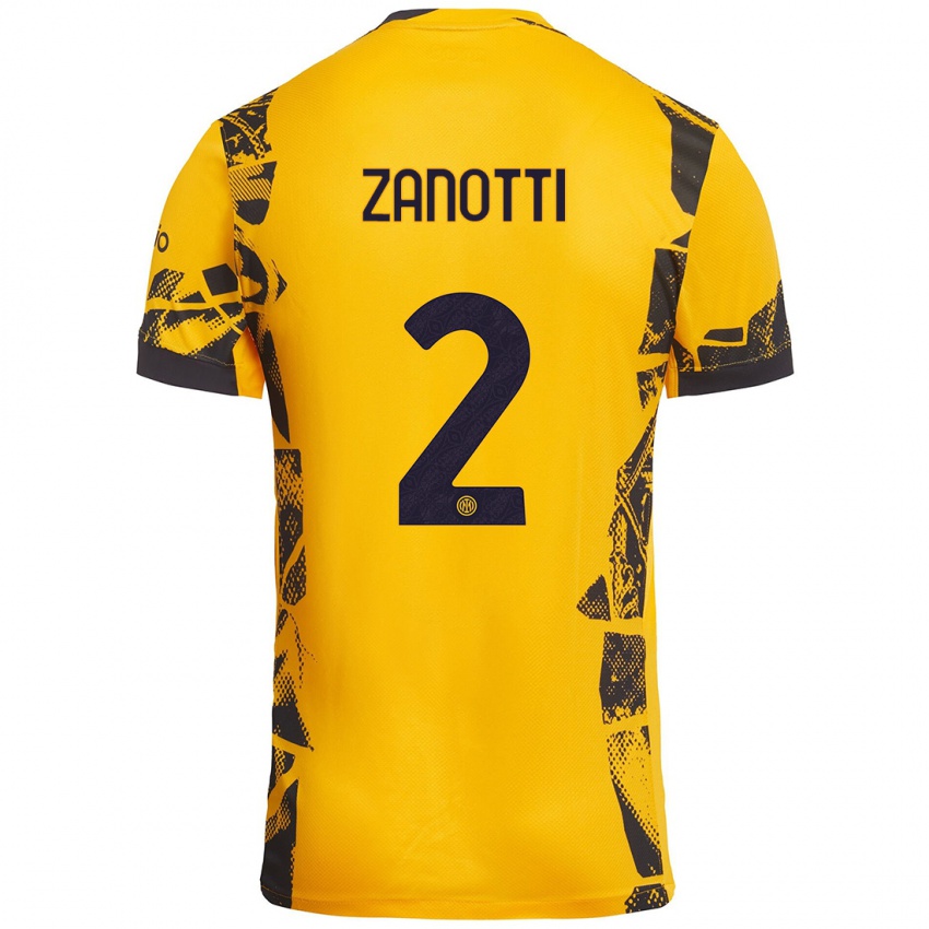 Enfant Maillot Mattia Zanotti #2 Doré Noir Troisieme 2024/25 T-Shirt Suisse