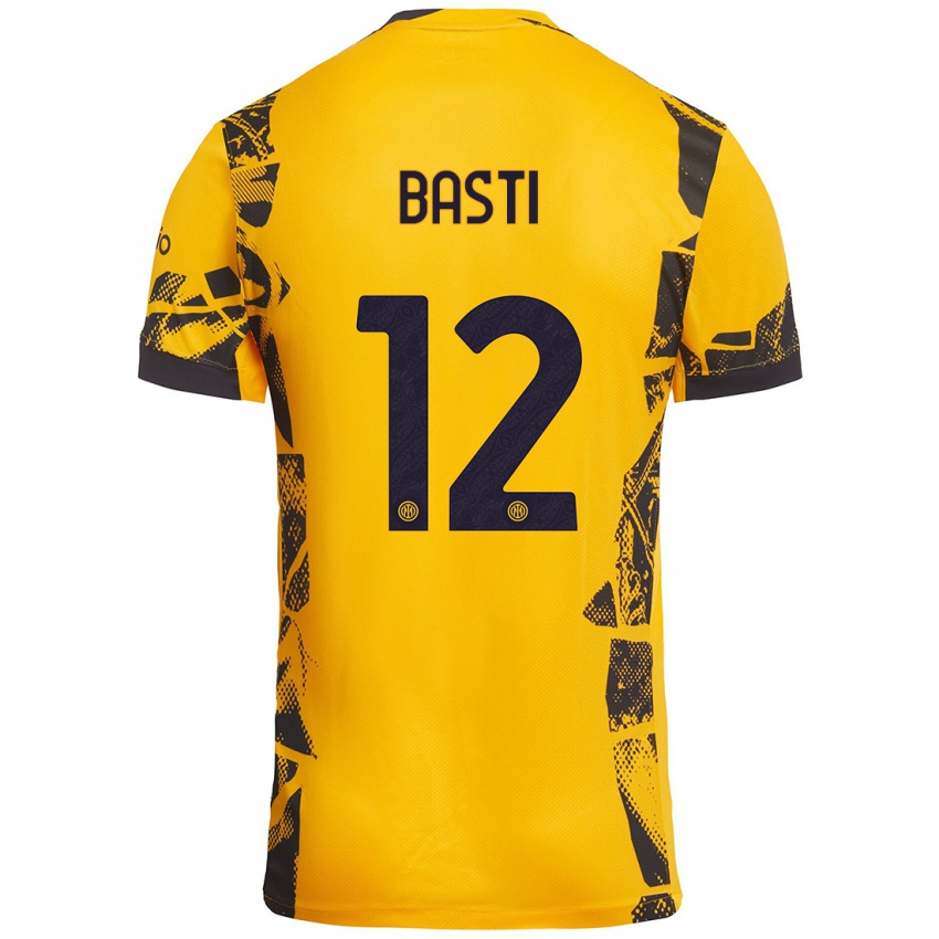 Enfant Maillot Matteo Basti #12 Doré Noir Troisieme 2024/25 T-Shirt Suisse