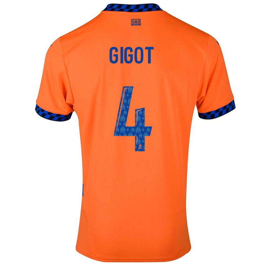 Enfant Maillot Samuel Gigot #4 Orange Bleu Foncé Troisieme 2024/25 T-Shirt Suisse