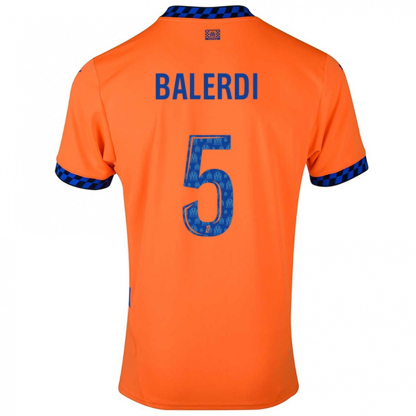 Enfant Maillot Leonardo Balerdi #5 Orange Bleu Foncé Troisieme 2024/25 T-Shirt Suisse