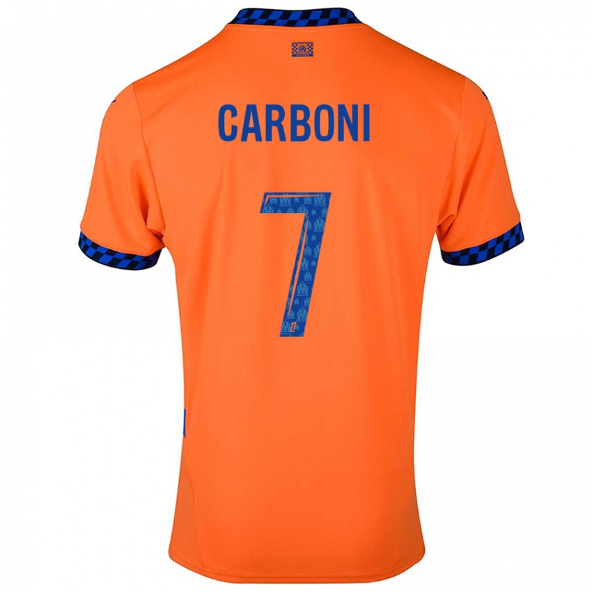 Enfant Maillot Valentín Carboni #7 Orange Bleu Foncé Troisieme 2024/25 T-Shirt Suisse