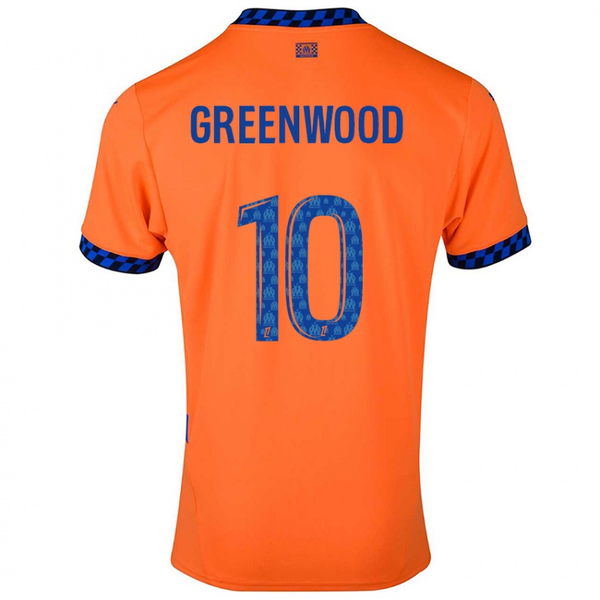 Enfant Maillot Mason Greenwood #10 Orange Bleu Foncé Troisieme 2024/25 T-Shirt Suisse