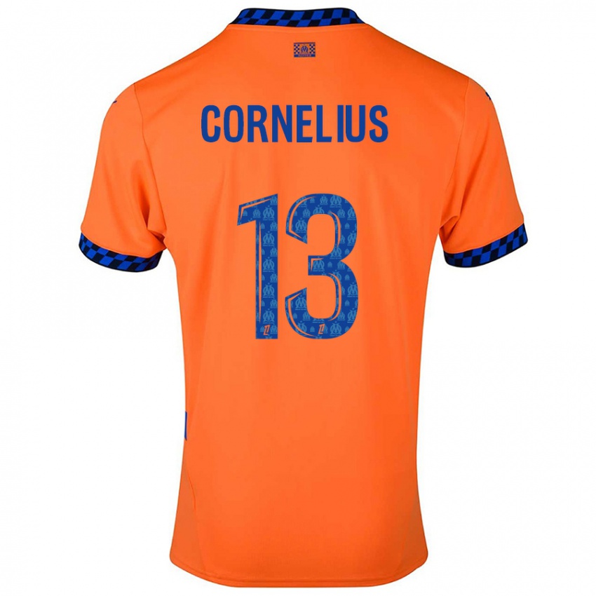 Enfant Maillot Derek Cornelius #13 Orange Bleu Foncé Troisieme 2024/25 T-Shirt Suisse