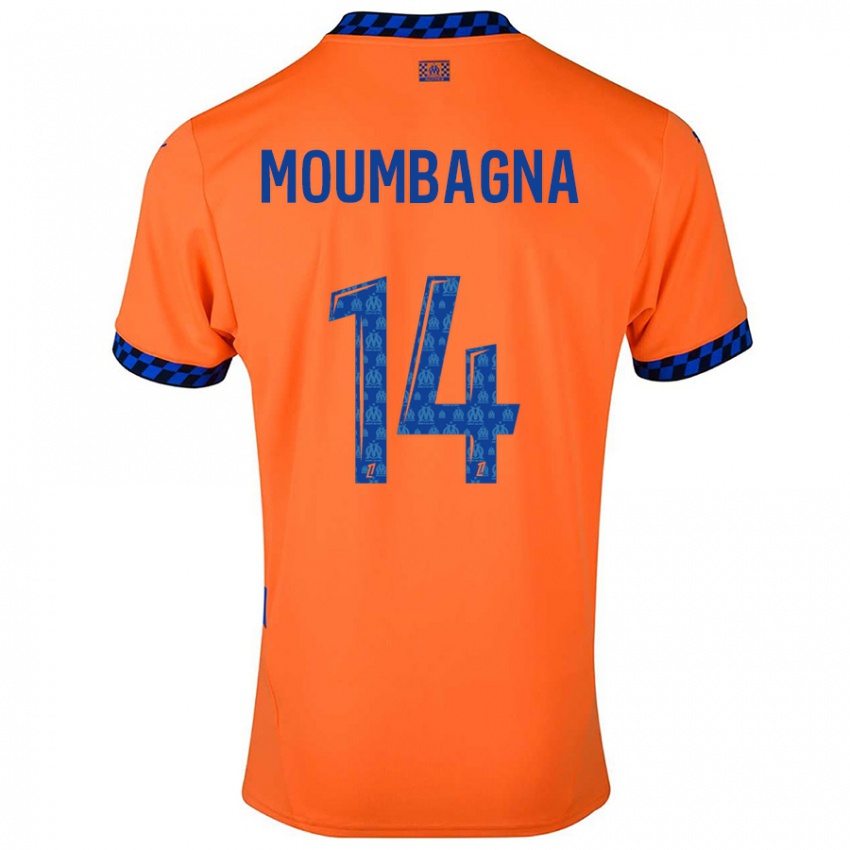 Enfant Maillot Faris Moumbagna #14 Orange Bleu Foncé Troisieme 2024/25 T-Shirt Suisse