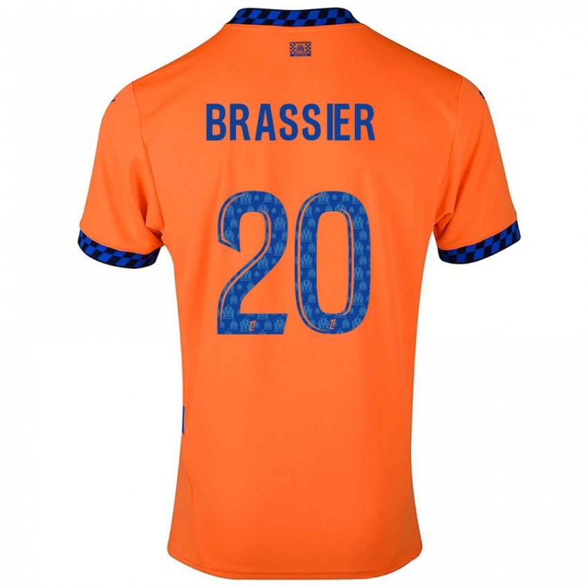 Enfant Maillot Lilian Brassier #20 Orange Bleu Foncé Troisieme 2024/25 T-Shirt Suisse