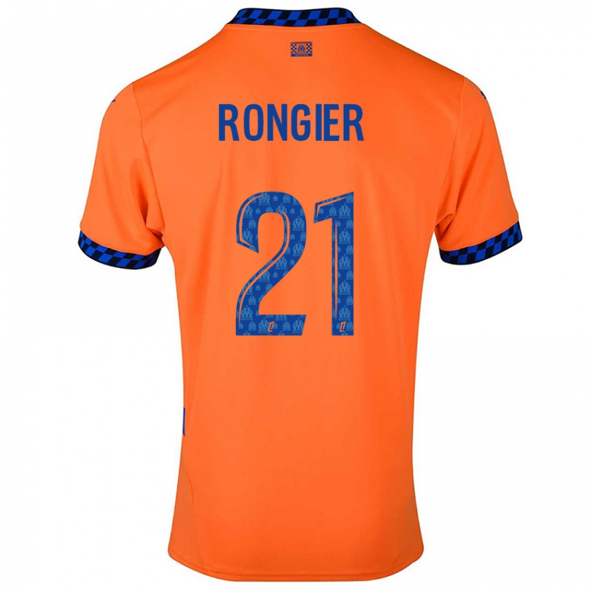 Enfant Maillot Valentin Rongier #21 Orange Bleu Foncé Troisieme 2024/25 T-Shirt Suisse