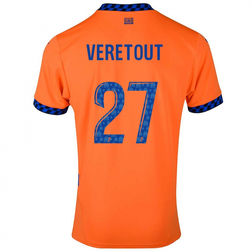 Enfant Maillot Jordan Veretout #27 Orange Bleu Foncé Troisieme 2024/25 T-Shirt Suisse