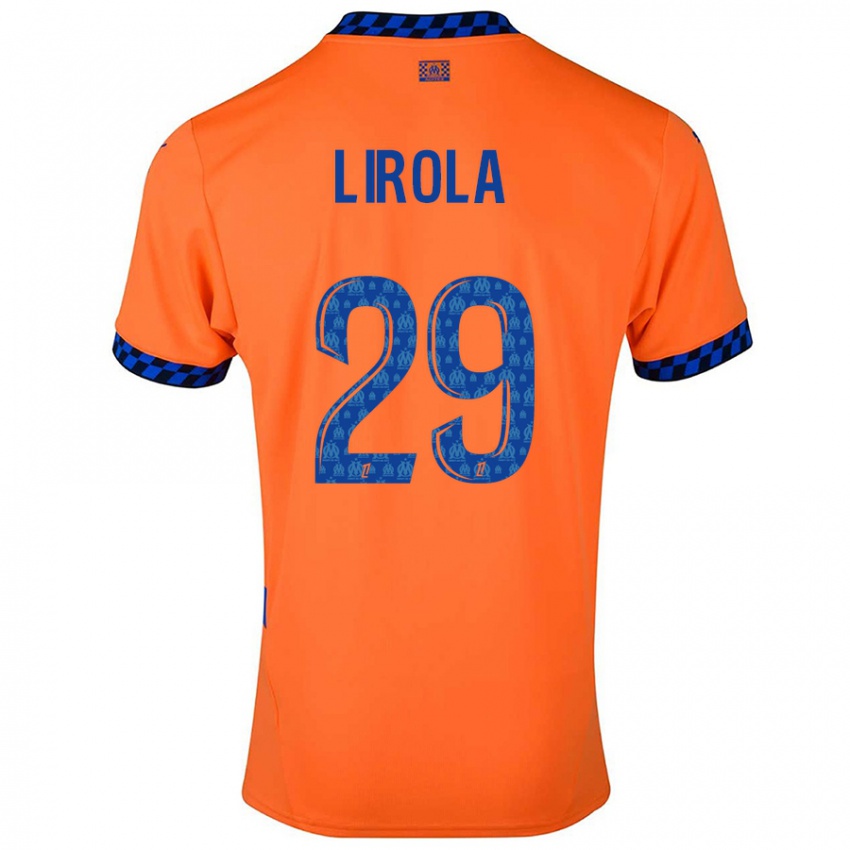 Enfant Maillot Pol Lirola #29 Orange Bleu Foncé Troisieme 2024/25 T-Shirt Suisse