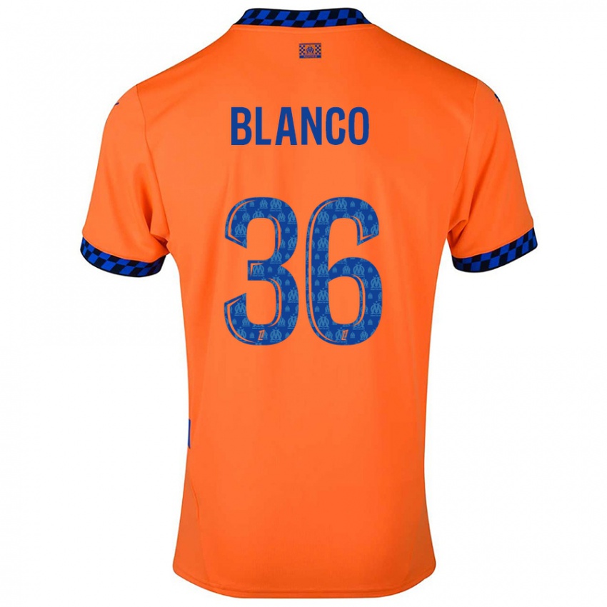 Enfant Maillot Ruben Blanco #36 Orange Bleu Foncé Troisieme 2024/25 T-Shirt Suisse