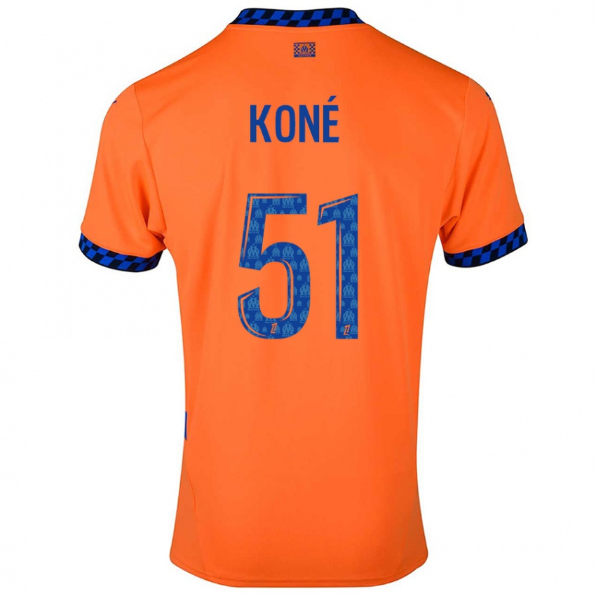 Enfant Maillot Ismaël Koné #51 Orange Bleu Foncé Troisieme 2024/25 T-Shirt Suisse