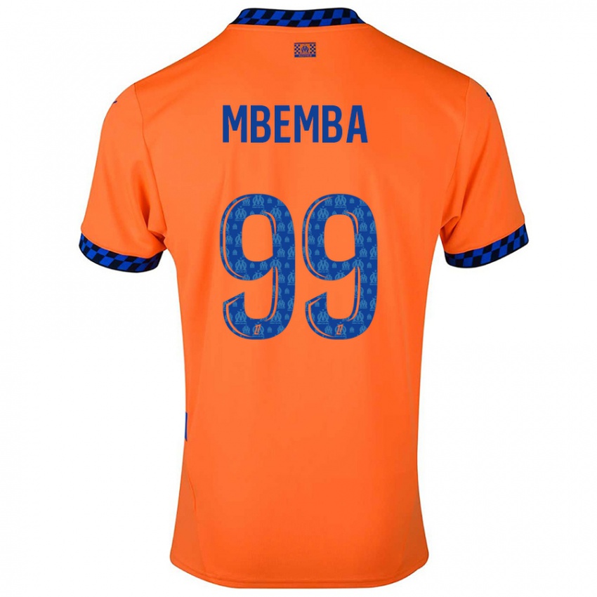 Enfant Maillot Chancel Mbemba #99 Orange Bleu Foncé Troisieme 2024/25 T-Shirt Suisse