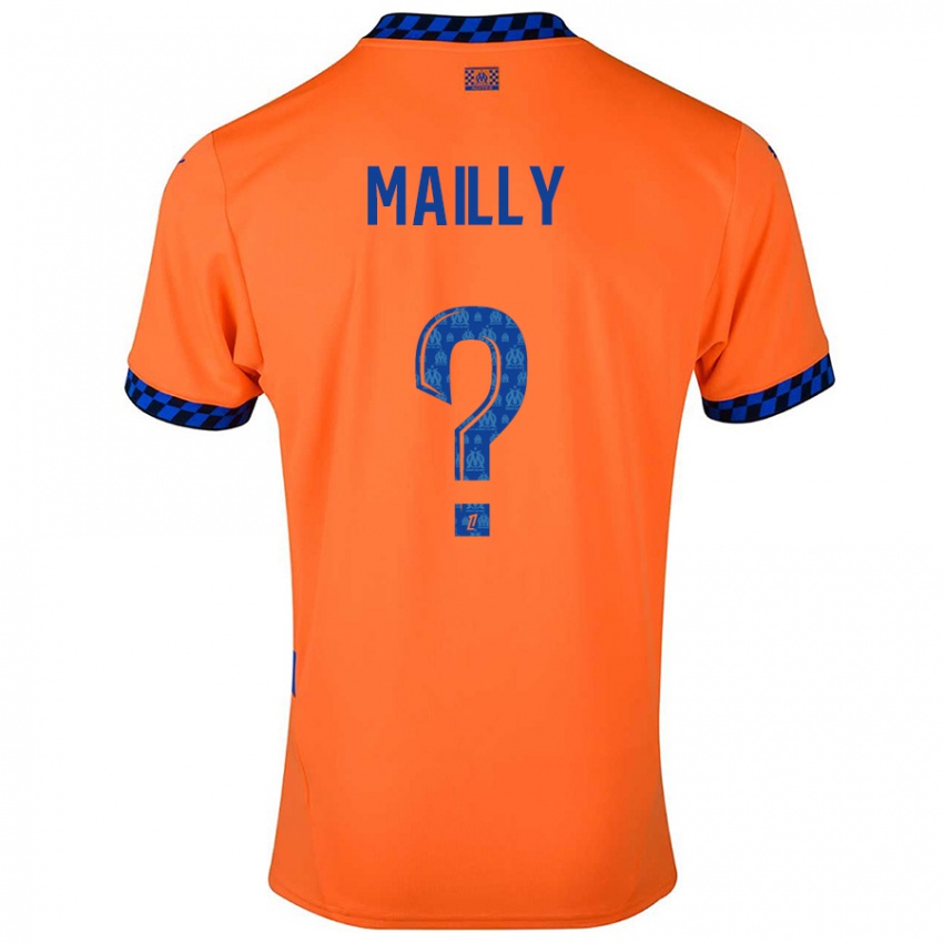 Enfant Maillot Evan Mailly #0 Orange Bleu Foncé Troisieme 2024/25 T-Shirt Suisse