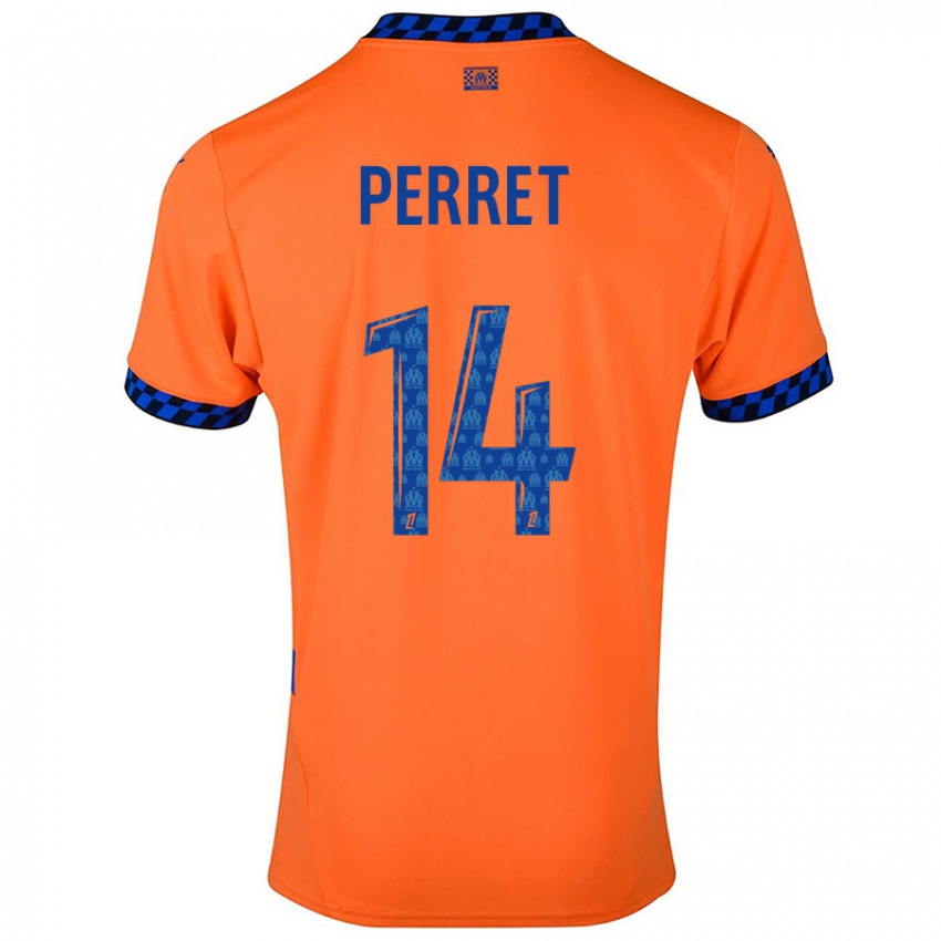 Enfant Maillot Jenny Perret #14 Orange Bleu Foncé Troisieme 2024/25 T-Shirt Suisse