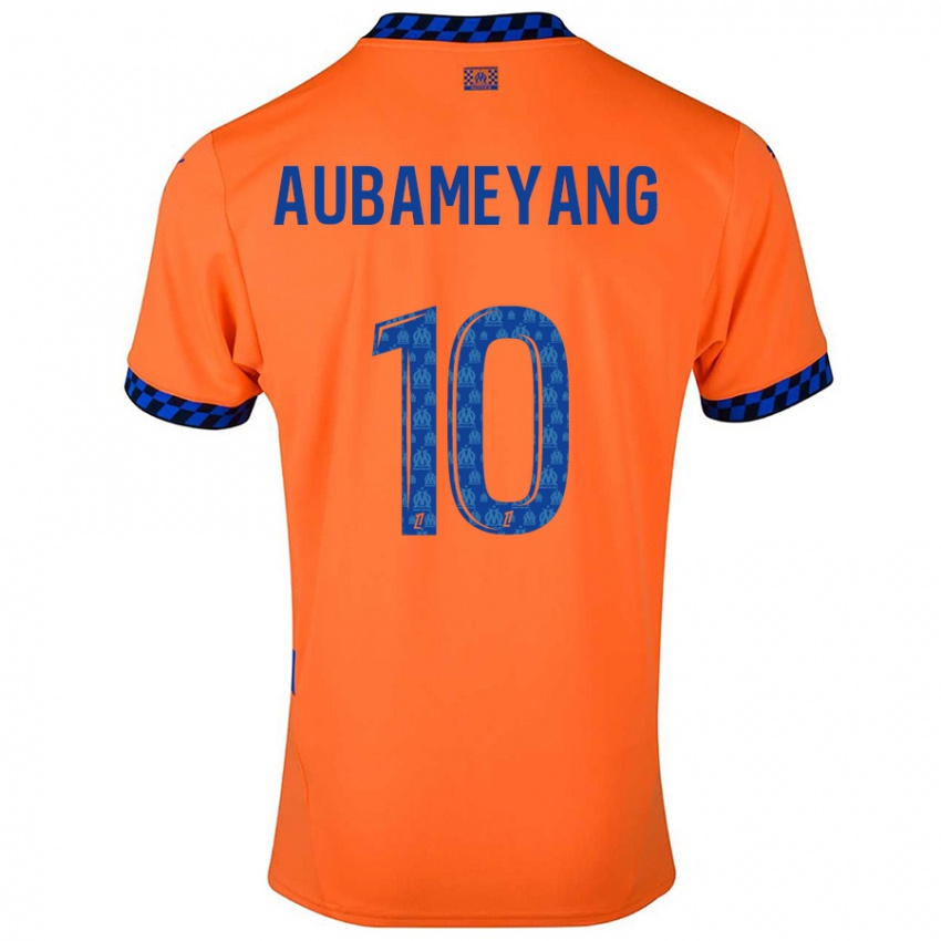 Enfant Maillot Pierre-Emerick Aubameyang #10 Orange Bleu Foncé Troisieme 2024/25 T-Shirt Suisse