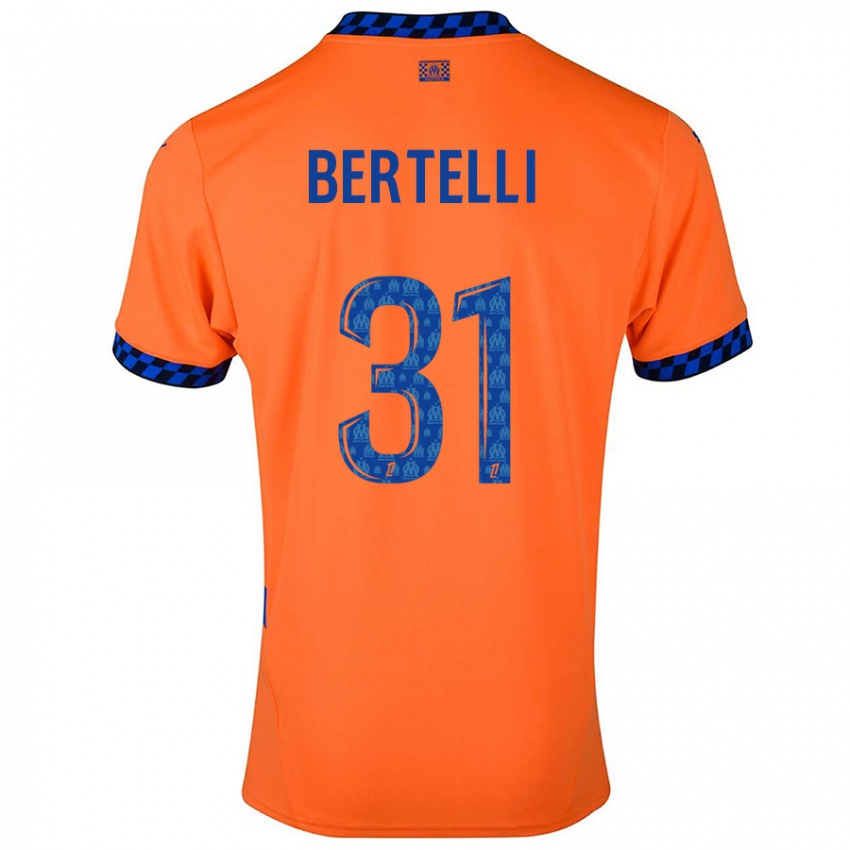 Enfant Maillot Ugo Bertelli #31 Orange Bleu Foncé Troisieme 2024/25 T-Shirt Suisse