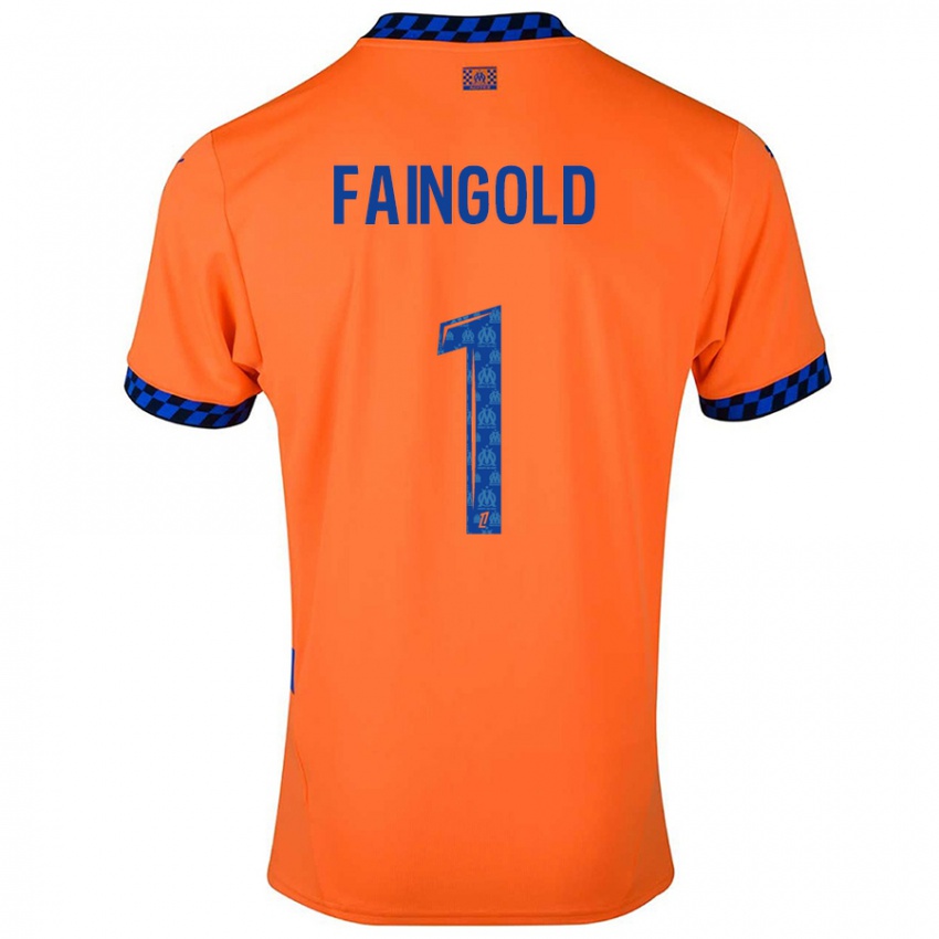 Enfant Maillot Abbie Faingold #1 Orange Bleu Foncé Troisieme 2024/25 T-Shirt Suisse