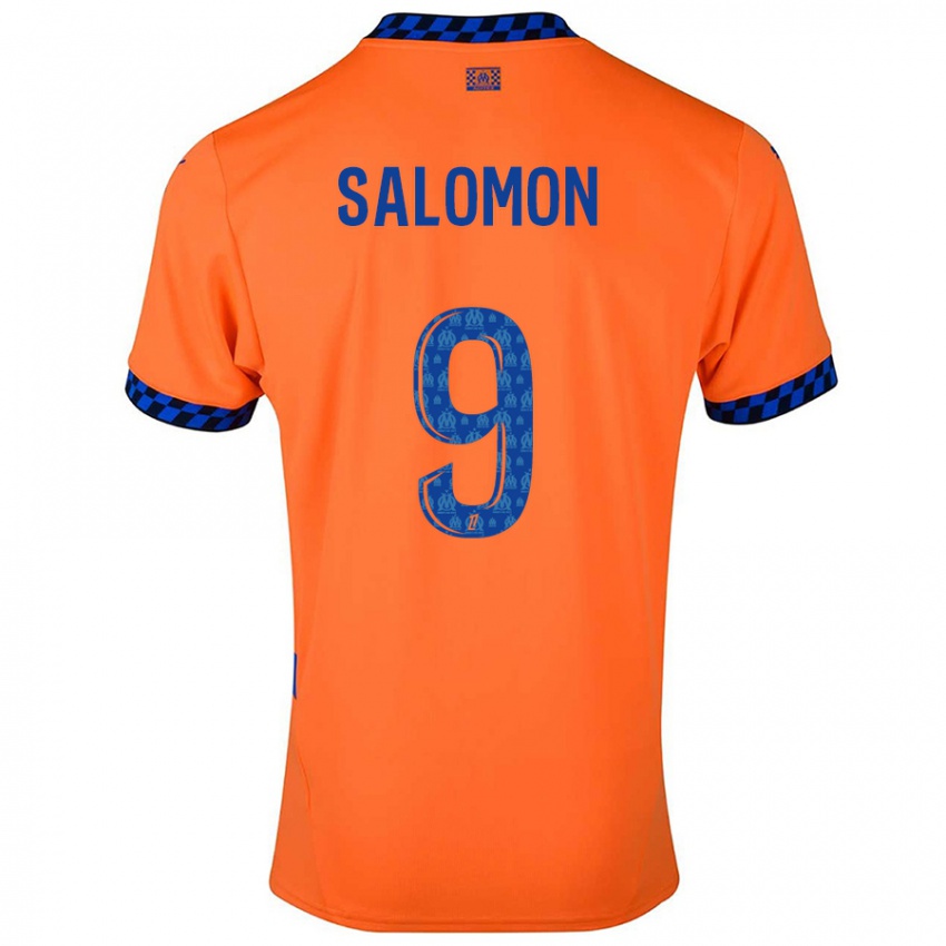 Enfant Maillot Maeva Salomon #9 Orange Bleu Foncé Troisieme 2024/25 T-Shirt Suisse