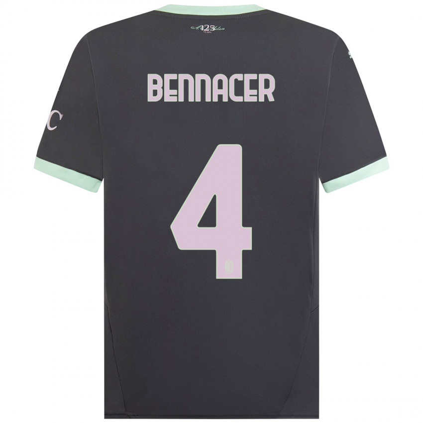 Kinder Ismael Bennacer #4 Grau Ausweichtrikot Trikot 2024/25 T-Shirt Schweiz