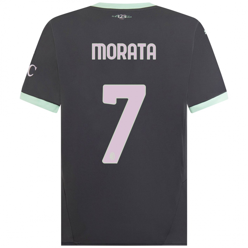 Kinder Alvaro Morata #7 Grau Ausweichtrikot Trikot 2024/25 T-Shirt Schweiz