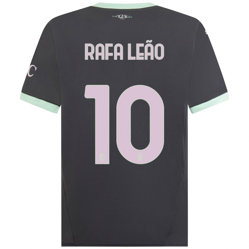 Kinder Rafael Leao #10 Grau Ausweichtrikot Trikot 2024/25 T-Shirt Schweiz