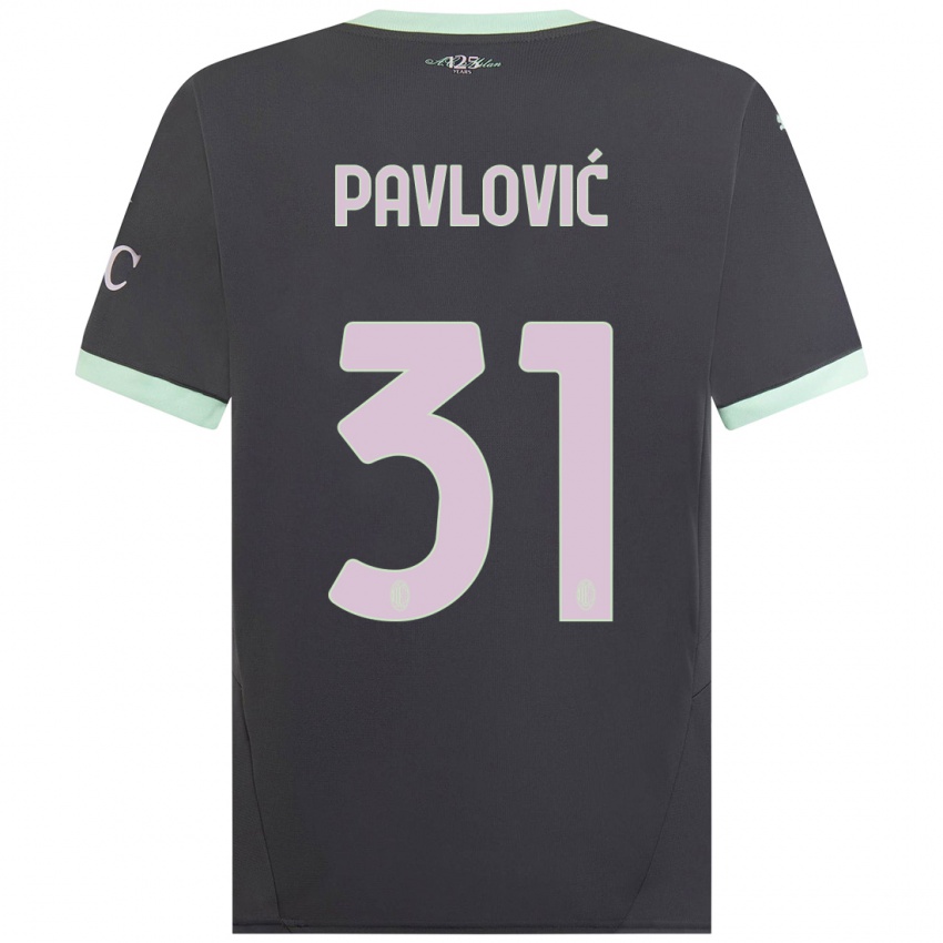 Kinder Strahinja Pavlović #31 Grau Ausweichtrikot Trikot 2024/25 T-Shirt Schweiz